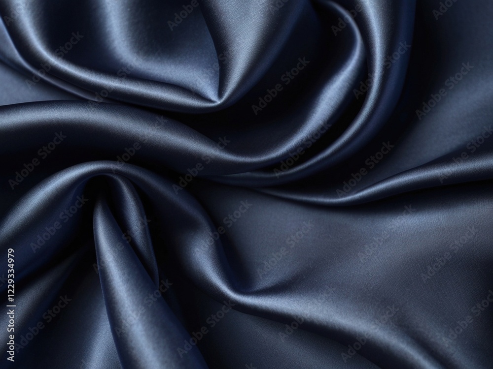 Fototapeta premium Beautiful, Smooth Bridal Banner. blue Glistening Fabric Background with Wrinkles and Folds.