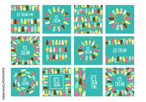 Cute set of Ice Cream collection backgrounds