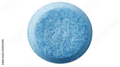 Single blue dishwasher detergent tablet soap isolated on transparent background. Transparent background