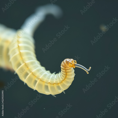 Dalyellia worm under a microscope, of the family Dalyelliidae, class Turbellaria, lives in fresh water and is a predator, a distinctive feature is the barrel-shaped pharynx photo