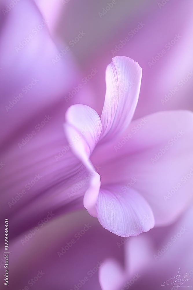 Fototapeta premium Soft Focus Lilac Petals in Pastel, Close Up Floral Portrait with Dreamy Bokeh Background