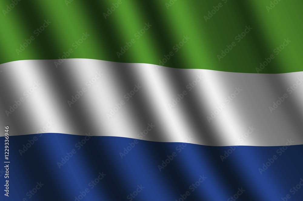 Fototapeta premium The Sierra Leone flag flying in the wind