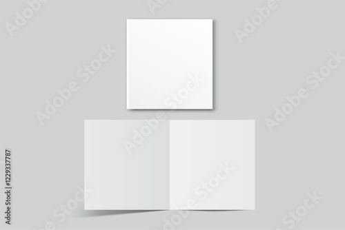 Open Leaflet, bi fold mockup template .Blank paper, thank you card, notecards, note paper, greeting card, wedding invitation, postcard, brochure or any creative work for presentation of your design
