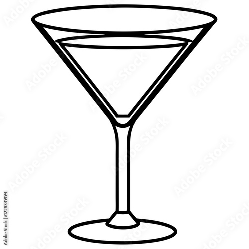 Stylized Martini Cup Outline Vector