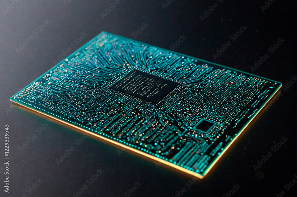Holographic microchip graphics card made of many particles. Generative AI Holographic microchip graphics card made of many particles. Generative AI