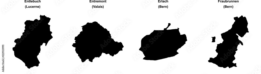 Entlebuch, Entremont, Erlach, Fraubrunnen outline maps Entlebuch, Entremont, Erlach, Fraubrunnen outline maps