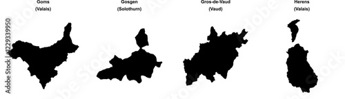 Goms, Gosgen, Gros-de-Vaud, Herens outline maps
