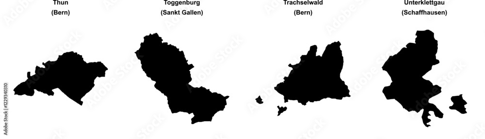 Thun, Toggenburg, Trachselwald, Unterklettgau outline maps Thun, Toggenburg, Trachselwald, Unterklettgau outline maps