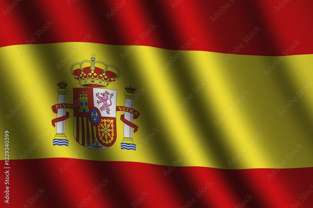 Obraz premium The Spanish flag flying in the wind