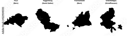 Thun, Toggenburg, Trachselwald, Unterklettgau outline maps