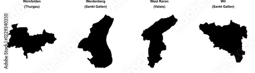 Weinfelden, Werdenberg, West Raron, Wil outline maps photo