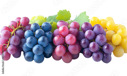 Colorful Assortment of Fresh Ripe Grapes on Black Background photo