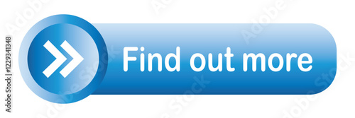 Find out more button icon. Find out bar icon, vector for mobile app, website and ui design. 3d find out button symbol isolated on white background. Vector illustration.