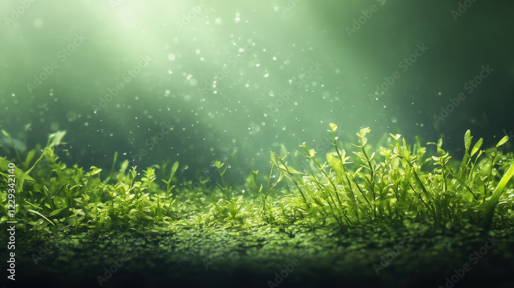 Naklejka premium A close-up of a vibrant flower and green leaf, hydrophyte, thallophytic, aquatic, duckweed in a pond