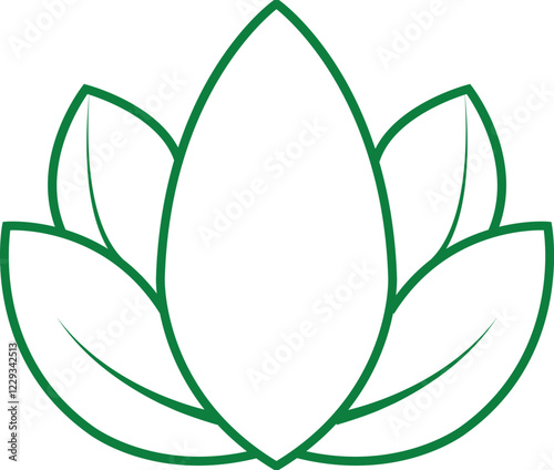Isolated green lotos flower in minimalistic style