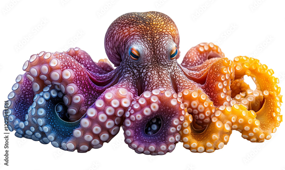 Obraz premium Colorful Octopus With Vibrant Tentacles On Dark Background