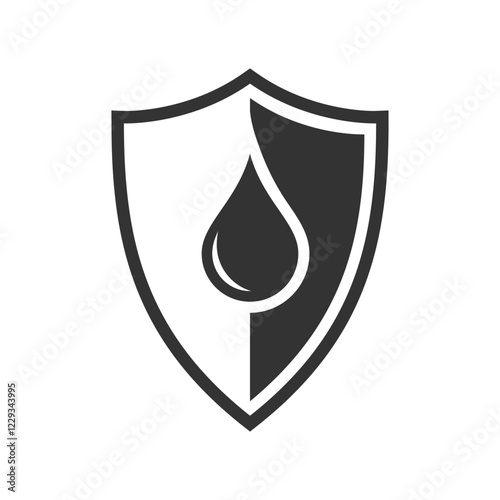 Water resistance symbol. Drop of water on the shield. Waterproof sign isolated on white background. Vector illustration