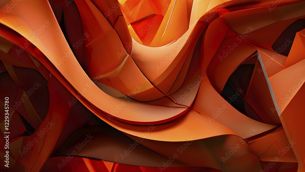 Obraz premium AI generated digital art canvas that comes alive with a fusion of geometric shapes in orange color tones