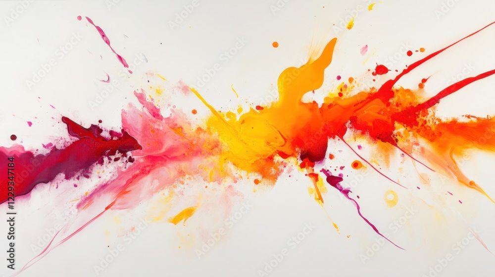 Obraz premium Vibrant Floating Splashes of Red Orange and Yellow on Neutral Abstract Background