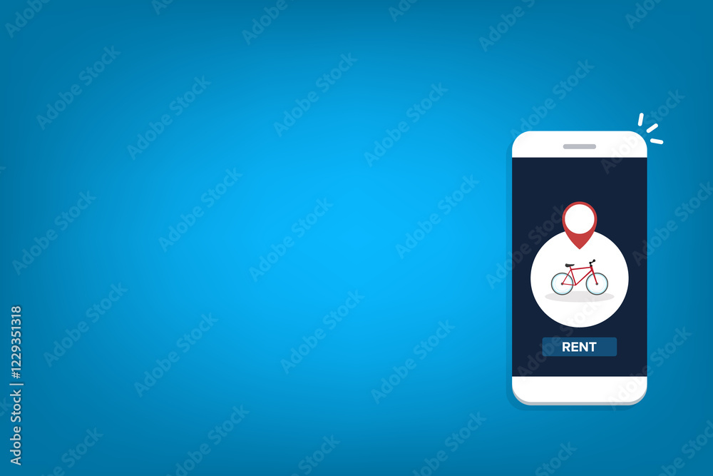 Bicycle rent or sharing bike application on a mobile phone. Bicycle rent or sharing bike application on a mobile phone.