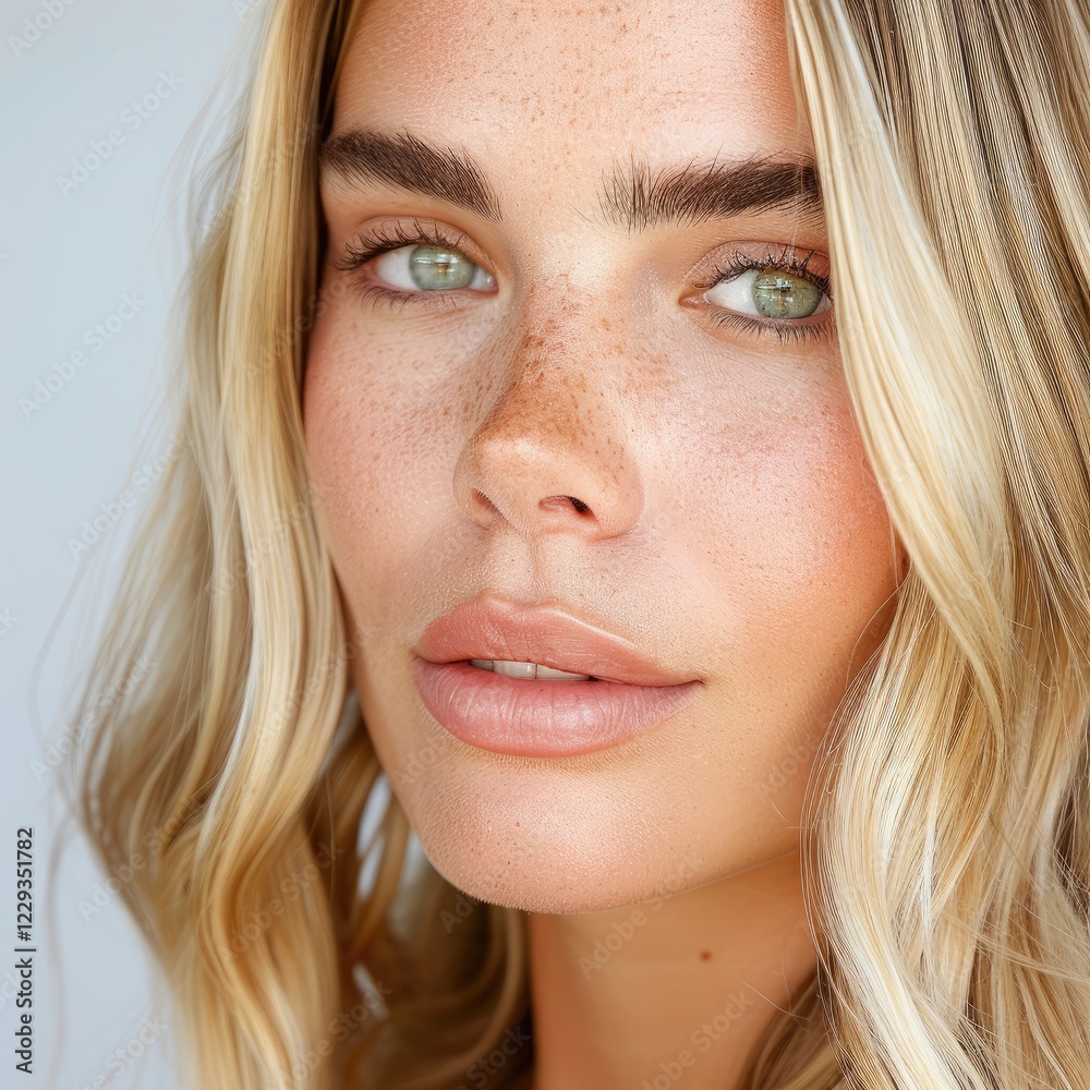 Radiant Close-Up Of Model'S Face With Natural Beauty Radiant Close-Up Of Model'S Face With Natural Beauty