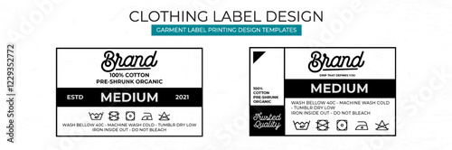 Modern Clothing Label Design Template Featuring Care Instructions