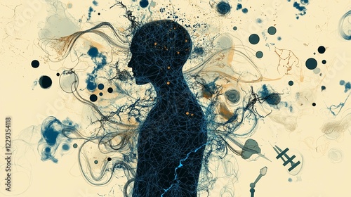 Conceptual Illustration of Somatic Symptom and Related Disorders. Depicting Psychological Distress Manifesting as Physical Symptoms. Somatic Symptom Disorder. Physical Pain and Emotional Distress