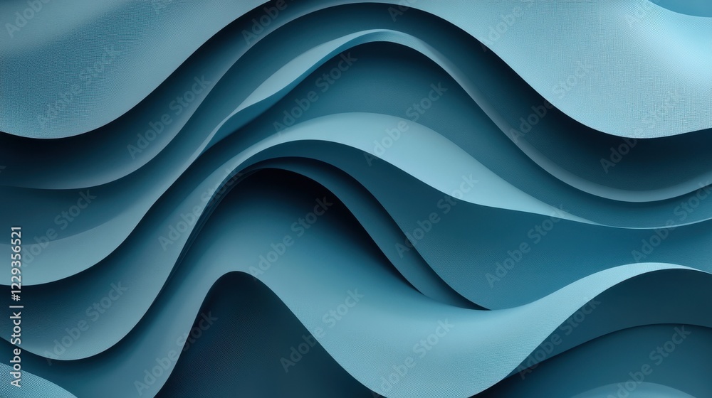 This abstract image features flowing waves in various shades of blue, creating a visually striking texture perfect for backgrounds, wallpapers, and design projects.