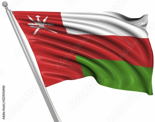 Flag of Oman, This is a computer generated and 3d rendered image photo