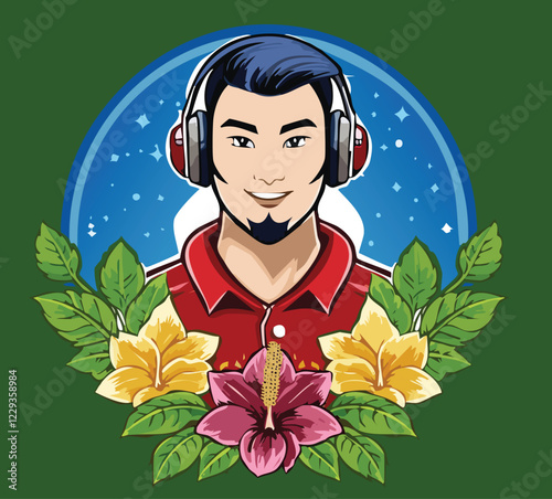 Customizable Florist Gaming Logo Template Featuring Floral Elements for Gaming Communities and Brand Identity