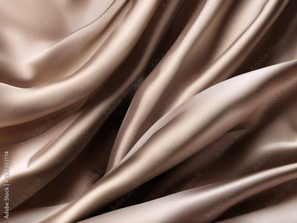 Obraz premium Beautiful, Smooth Bridal Banner. cream Glistening Fabric Background with Wrinkles and Folds.