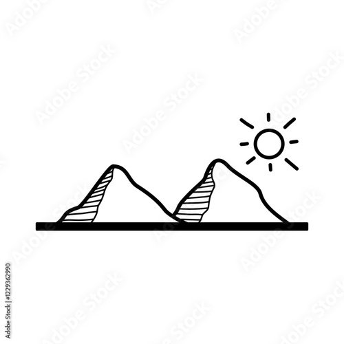 simple design of mountain with sun