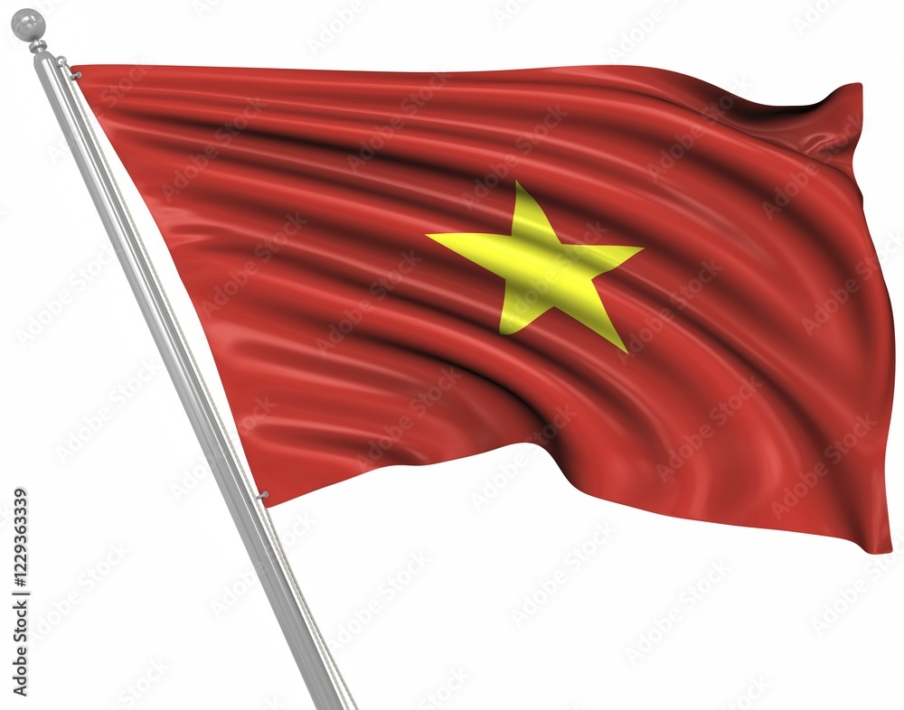 Flag of Vietnam, This is a computer generated and 3d rendered image Flag of Vietnam, This is a computer generated and 3d rendered image