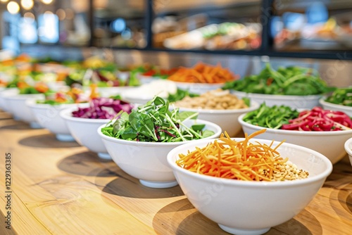 Wallpaper Mural A selection of colorful, fresh salads arranged on a buffet table, AI generated Torontodigital.ca