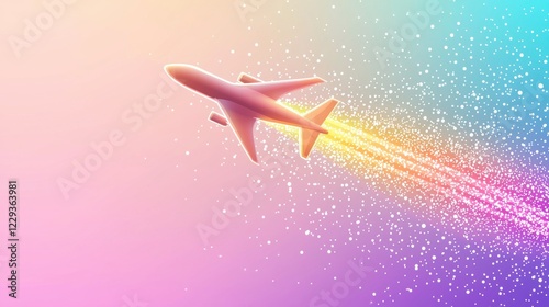 Global Airplane Icon Airplane icon with colorful trails representing different flight paths, symbolizes global travel and exploration