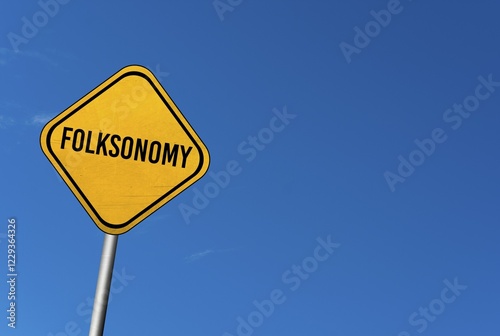Folksonomy, yellow sign with blue sky photo
