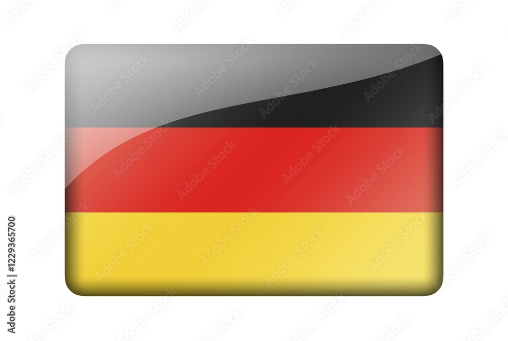 The German flag. Rectangular glossy icon. Isolated on white background The German flag. Rectangular glossy icon. Isolated on white background
