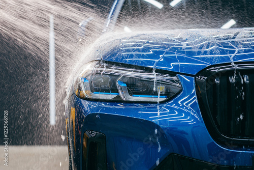 Close up water is running down the hood