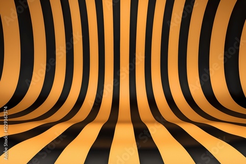 Wallpaper Mural Wavy black and orange striped background creates a dynamic and modern visual effect, perfect for design and artistic applications. Torontodigital.ca