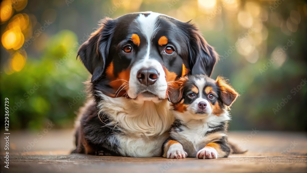 Best friends forever! A charming photo captures a Berner Sennen Mix and Chihuahua puppy's bond. Best friends forever! A charming photo captures a Berner Sennen Mix and Chihuahua puppy's bond.