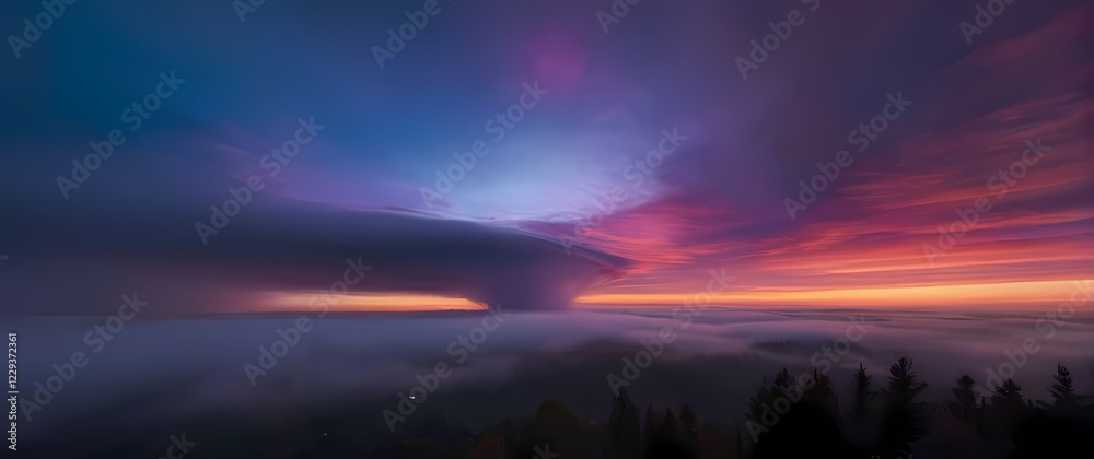 Obraz premium A mesmerizing representation showcasing vivid colors painted across the sky during twilight