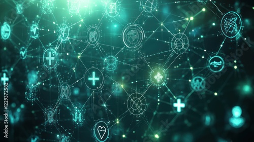 Wallpaper Mural Teal digital health network glowing bright Torontodigital.ca