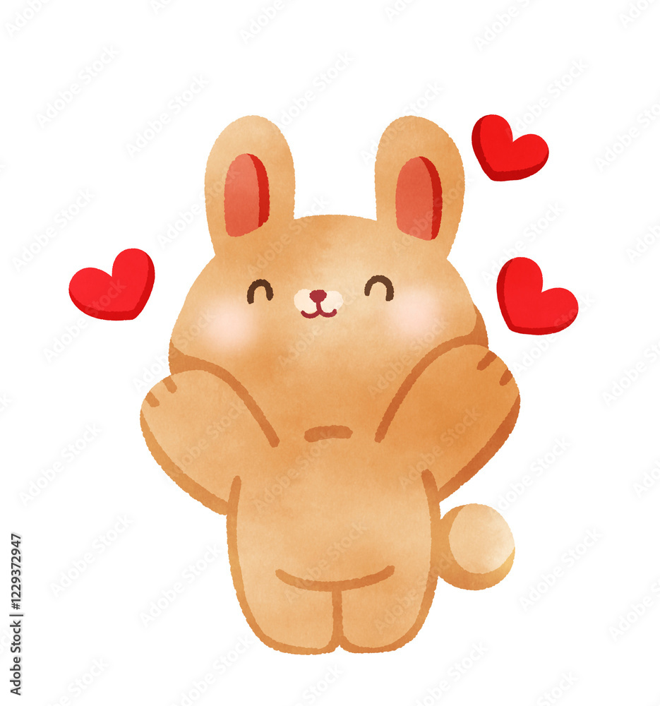 Naklejka premium Happy brown rabbit with valentines day