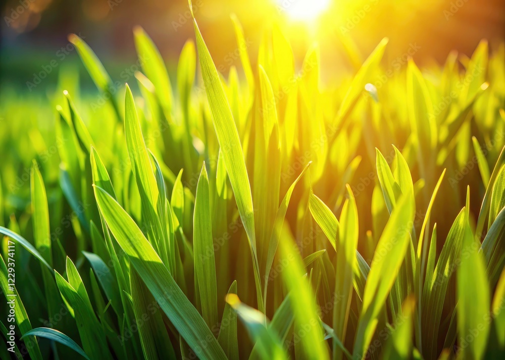 Fototapeta premium Close-up lush green grass texture; ideal natural photography background.
