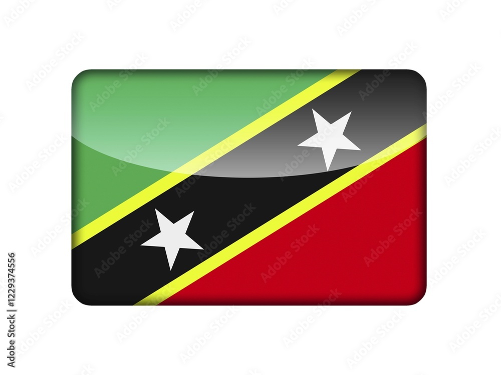 Obraz premium The Saint Kitts and Nevis flag in the form of a glossy icon