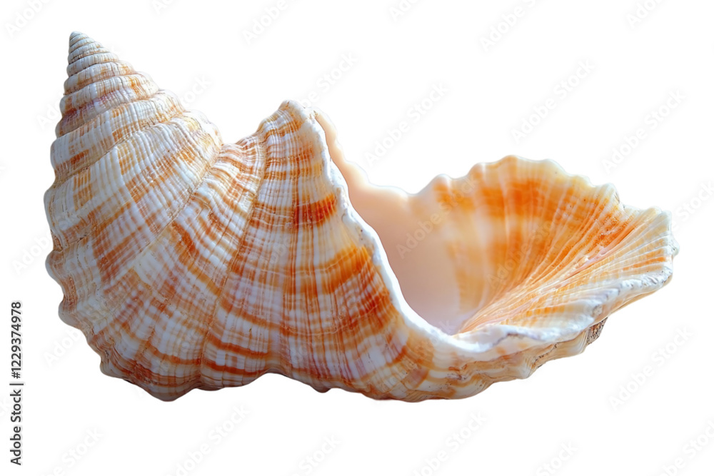 Detailed Close Up of a Spiral Seashell with Orange and Beige Hue Detailed Close Up of a Spiral Seashell with Orange and Beige Hue