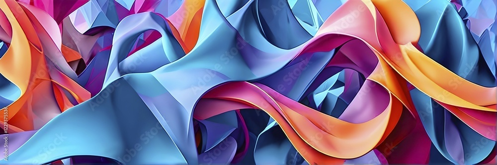 Obraz premium AI generated illustration of conceptual art piece where geometric shapes and organic forms blend in a digital canvas