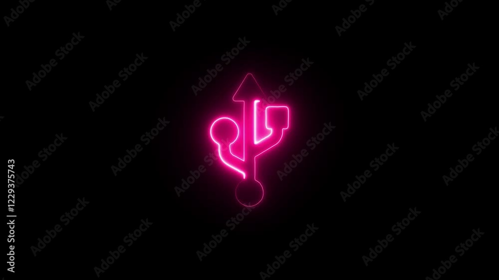 Abstract neon USB port icon set. computer USB socket data cable symbol. connect external device USB sign. isolated on black background. motion graphic video. Abstract neon USB port icon set. computer USB socket data cable symbol. connect external device USB sign. isolated on black background. motion graphic video.