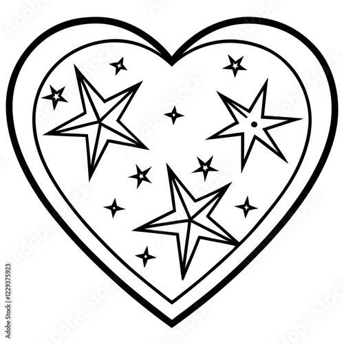 Astral Love Starry Heart Outline Vector