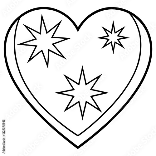 Astral Love Starry Heart Outline Vector